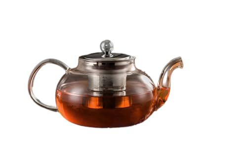 Hiware Glass Teapot with Removable Stainless Steel Lid & Infuser, 33 Ounce Teapot Stove Top Safe for Blooming & Loose Leaf
