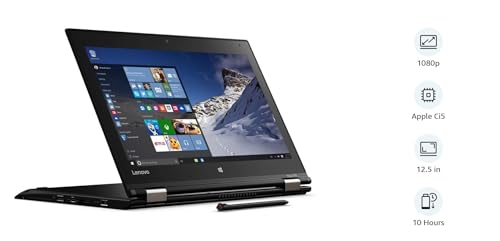 Lenovo Thinkpad YOGA 260 Renewed Ultrabook Business Laptop | intel Core i5-6300U CPU | 8GB RAM | 256GB SSD | 12.5 inch Touchscreen 360° | Windows 10 Professional | RENEWED, black