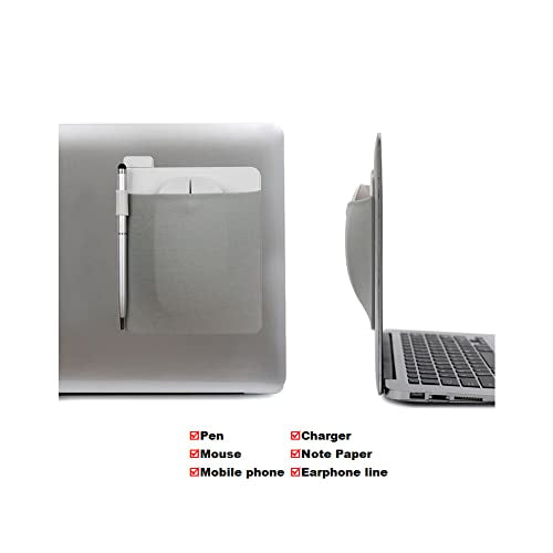 RIVEENY Pocket Pouch for Laptop with Reusable Adhesive，Pouch Holder for Computer Accessories，Self-Adhesive Mouse Headset Storage Bag for Portable External USB Cable,Apple Magic Mouse