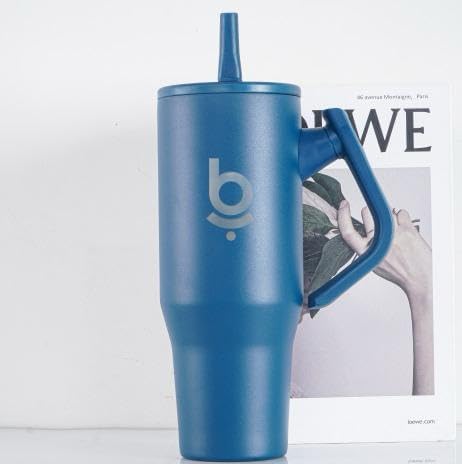 40 oz Tumbler with Handle and Straw - Leak Proof, Double Wall Vacuum Insulated Tumbler with 180° Rotatable Handle - Stainless Steel Coffee Tumbler for Hot and Cold Drinks (Deep Ocean)
