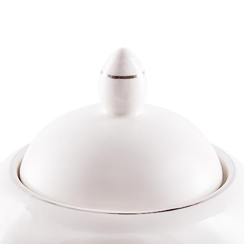Fissman teapot porcelain, beverage serveware 2-3 tea cups, coffee mugs, modern english classic style, dishwasher safe pure white 1100 ml