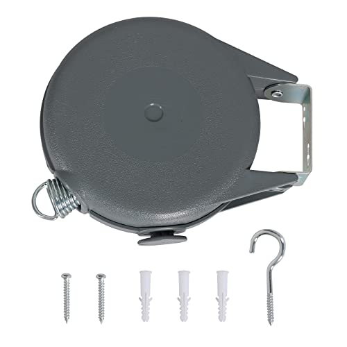 ZOES HOMEWARE Retractable Clothesline Heavy Duty Retracting Clothes Line Outdoor and Indoor with Durable ABS Shell and 40 Feet Extruded PVC Line,with Lock to Prevent Sagging Gray