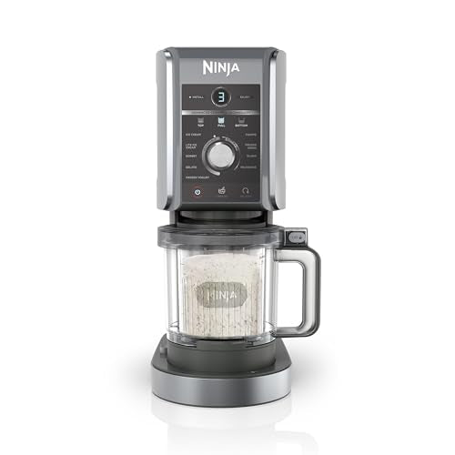 Ninja CREAMi Deluxe Ice Cream Maker & Frozen Dessert Maker with 3 Tubs, 10 Functions, Makes Ice Cream, Gelato, Sorbet, Frozen Yoghurt, Milkshakes, Slushi & More, 2-in-1 Flavour Option, Silver, NC501ME