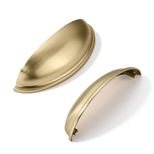 khtumeware 10 Pack 3" Drawer Pulls Champagne Bronze Cabinet Cup Pulls Kitchen Hardware Cabinet Handles Drawer Handles Knobs 3 inch Hole Center