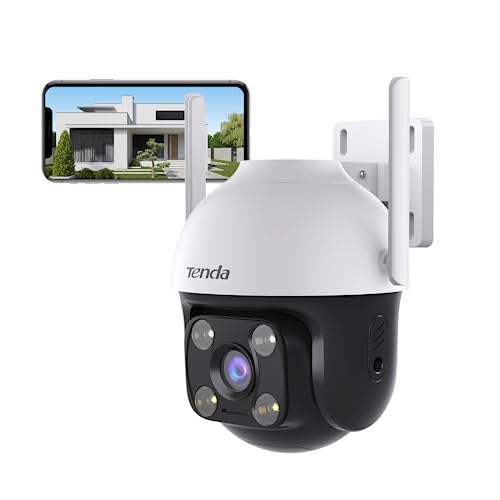 Tenda Outdoor PTZ Security Wi-Fi Camera with 2 way audio, AI human detection& Alarm, 360° all-round view, IP65 Weatherproof, 30m Color Night Vision, APP Cloud & SD Card Storage, work with Alexa, CH3