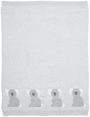 Mamas & Papas Cotton Knitted Blanket - Gray, 70 x 90cm, Koala Design for Birth+