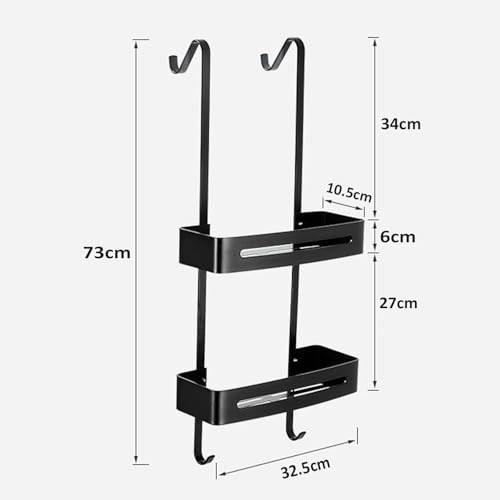 U-HOOME Shower Caddy Over The Door Hanging Shower Organizer Shelf Basket Storage Rack with Suction Cup,Bathroom Shelves Basket Rack Drill Free Pantry Organizer Rack (Black)
