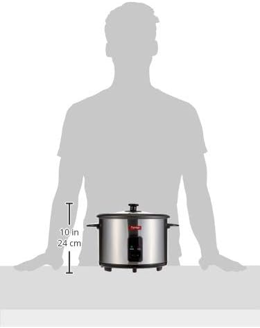 Prestige Stainless Steel Rice Cooker With Steamer 1.8 Ltr, Non Stick Coating Inner Pot, Glass Lid With Steamer -Pr50310