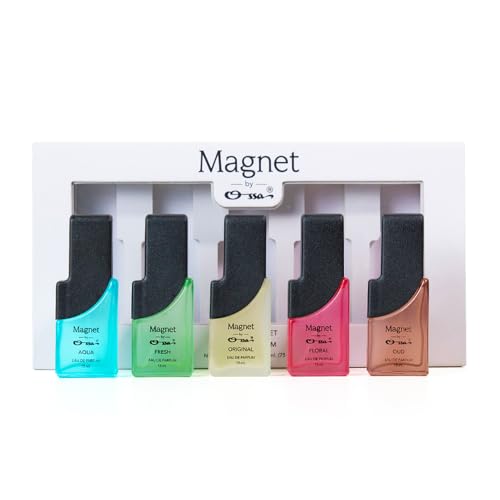 Ossa Magnet Discovery Set Eau De Parfum Gift Set | Aqua, Fresh, Original, Oud, Floral Premium Fragrance Set For Men & Women | Long Lasting Perfume Scent | Combo Pack of 5 x 15ml