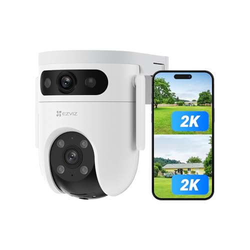 EZVIZ 2K+2K Outdoor Dual Lens 360° Pan Tilt WiFi Camera, Auto Smart Tracking, Human/Vehicle Shape Detection, Color Night Vision, Dual Wi-Fi Antennas, Two Way Talk, Up to 512 GB MicroSD Card (H9c 3MP)