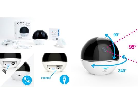 EZVIZ C6TC, 1080p WiFi Smart Home Security Camera, Surveillance Camera with Motion Tracking, 360 Rotating, Two Way Talk, Brilliant Night Vision White, CS CV248 B0 32WFR(EU)