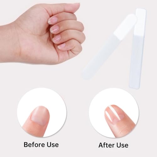 ECVV 6PCS Nano Shiner Nail Files Nano Glass Nail Kit with Case for Natural Nails, Fine Crystal Nail Files Set Nail Shiner Polisher for Home/Salon Use