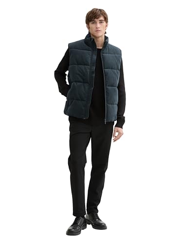 Tom Tailor Denim Men 1043593 Cord puffer vest with stand-up collar