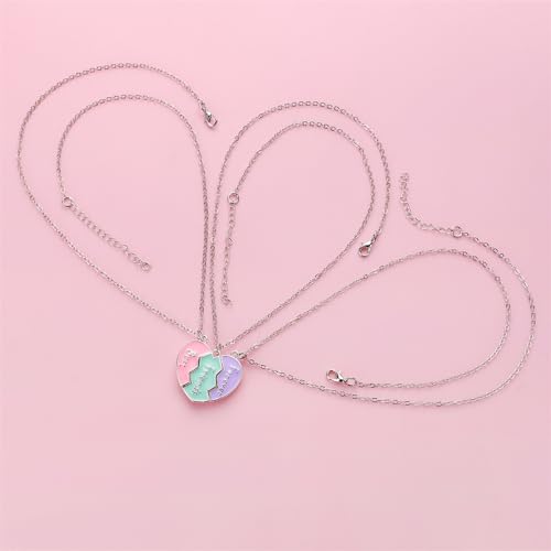 Pingyongchang 2-3Pcs Friendship Matching Necklace Heart Pendant BFF Necklaces Cute Alpaca Burger Fries Best Friend Necklace Jewelry Gift for Women Girls