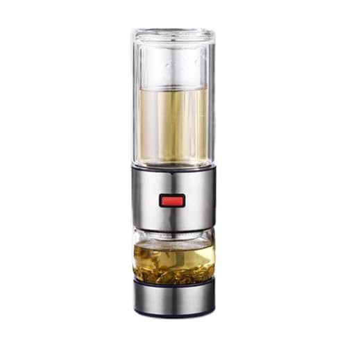 Glass Tea Infuser Bottle â€“ Double Wall Borosilicate Glass Mug with Stainless Steel Strainer â€“ Leakproof Portable Tea Bottle for Loose Leaf Tea, Fruit Infusion, Hot or Cold Drinks â€“ 400ML