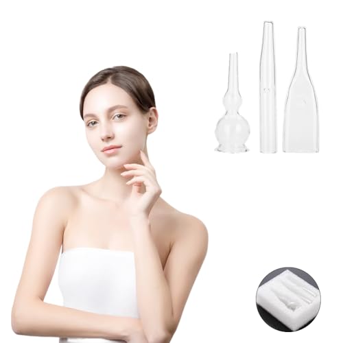 Lwuey Vacuum Glass Tube, Blackhead Removal Glass Pipes Set Facial Cleansers Whitehead Removing Glass Pipe Kit Machine Accessories Device for Face Suction Pore Cleanser Beauty Equipment Home Salon 3PCS