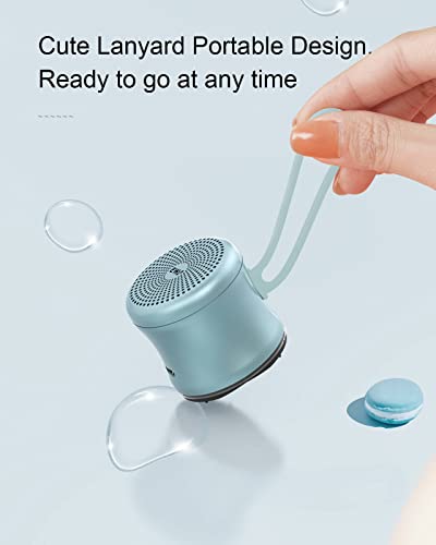 EWA A119 Mini Bluetooth Speaker with Lanyard, Small Speaker with Bass Radiator, IPX7 Waterproof, Tiny but Powerful, Super Cute Metal Wireless Portable Speaker for Home, Office, Travel, Outdoors (Blue)