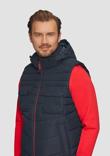 s.Oliver Men's Quilted Vest with Removable Hood