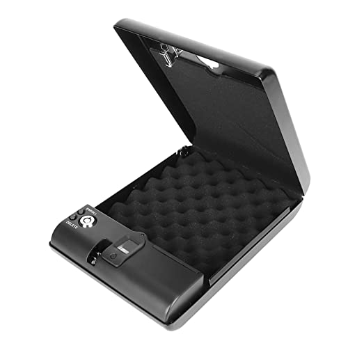 Esloy Security Box, Strong and Sturdy Safe and Practical Optical Fingerprint Low Warning Pistol Security Box for Anti-Theft for Workshop