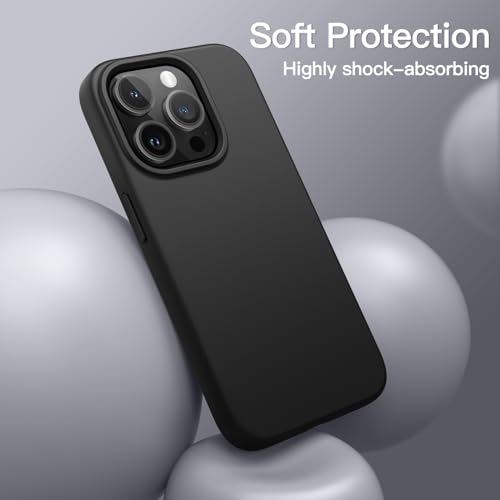 JETech Silicone Case for iPhone 13 Pro Max 6.7-Inch, Silky-Soft Touch Full-Body Protective Phone Case, Shockproof Cover with Microfiber Lining (Black)