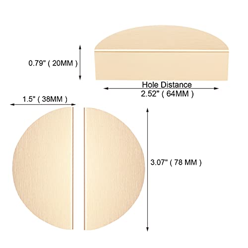 6 Pack Brushed Gold Semicircle Cabinet knobs Kitchen Cabinet Pulls with Vintage Cupboard Drawers Hardware Dresser Drawer Handles Kitchen Cabinet Handles (S, 6 Pack, Brushed Gold), ABT-303-S