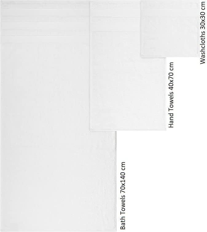 6 Piece Towel Set Luxury Hotel Quality 600 GSM 100% Turkish Genuine Cotton, 2 Bath Towels, 2 Hand Towels, 2 Washcloths, Super Soft & Absorbent - (Bright White, 6 Piece Towels)