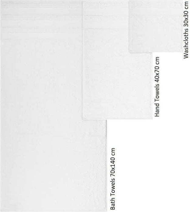 6 Piece Towel Set Luxury Hotel Quality 600 GSM 100% Turkish Genuine Cotton, 2 Bath Towels, 2 Hand Towels, 2 Washcloths, Super Soft & Absorbent - (Bright White, 6 Piece Towels)
