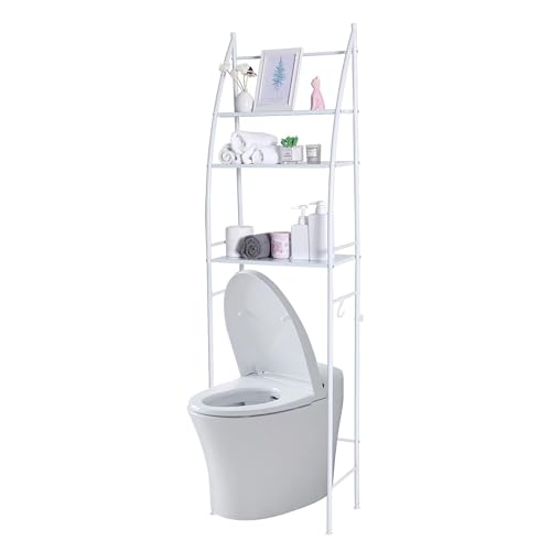 Sulfar Bathroom Storage Shelf 3 Tier, Toilet Storage Rack Easy To Assemble Toilet Bathroom Shelf No Drilling Toilet Organizer Bathroom Shelves (White)