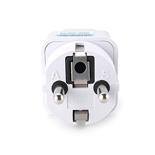 TopDeal Type E/F 2-Pin Grounded Plug Adapter (EU plug 3 Pieces)