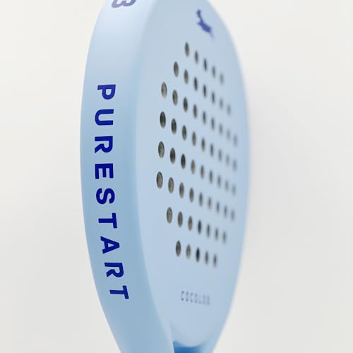 COCOLOB PureStart Padel Racquet Sky Blue - Cover Bag - Head Protector ??Carbon Fiber Full Carbon ??Soft EVA Core ??Round Shape ??addle Tennis Racket Beginner Intermediate ??For Men and Woman