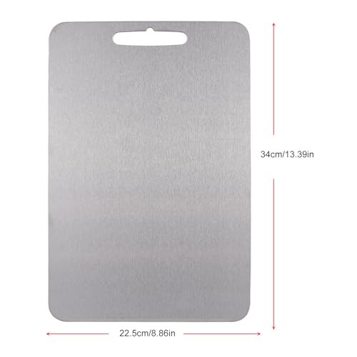 SOUUXIU Set of 2 Stainless Steel Cutting Boards with Handle Non-Stick Cutting Board for Meat, Fruit, Vegetables Non-Slip Cutting Boards for The Kitchen