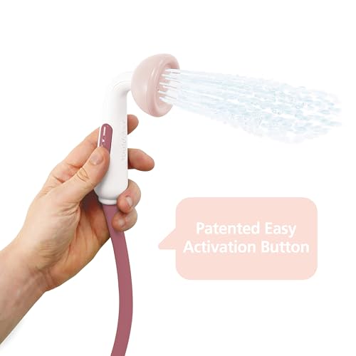 Yookidoo Baby Bath Shower Head - Elephant Water Pump with Trunk Spout Rinser - Control Water Flow from 2 Knobs for Maximum Fun in Tub or Sink for Newborn Babies (Blush Pink)