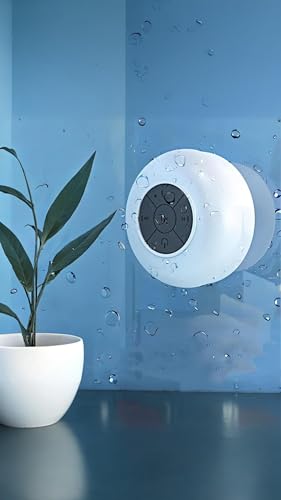 Waterproof Bluetooth Shower Speaker with Built-in Mic, Easy Controls & Suction Cup Mount - Pool & Bath Sound Solution