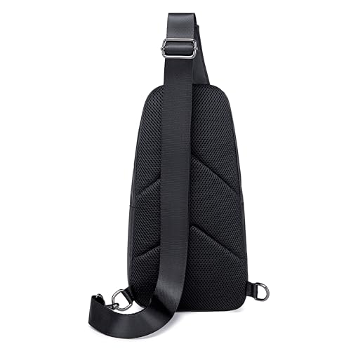 ah arctic hunter Water Resistant Side Bag for Men and Women Durable Small Shoulder bag with Built in Earphone Jack for Outdoor Travel Business and Daily Use, XB13006 (Black)