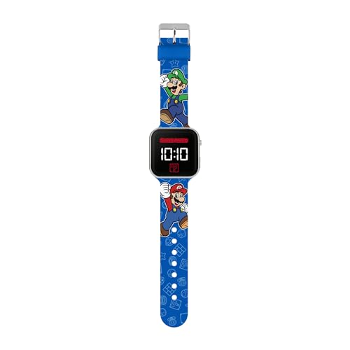 SUPER MARIO Kids LED Quartz Silicone Blue Strap Watch GSM4259, Multicolor, Modern, Multicolor, Modern