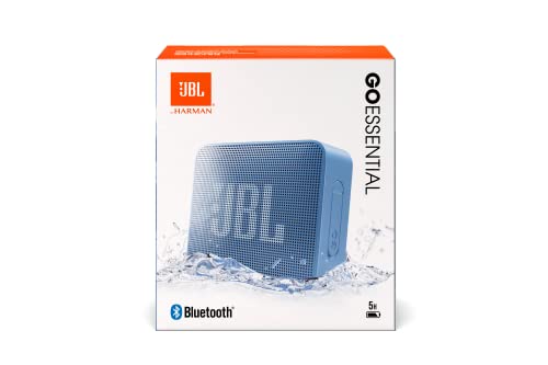 JBL Go Essential Portable Waterproof Speaker, Original JBL Pro Sound, Big Audio and Rich Bass, IPX7 Waterproof, Wireless Streaming, 5 Hours of Battery - Blue, JBLGOESBLU, Standard, Bluetooth