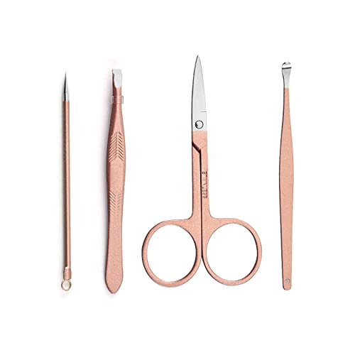 MAKINGTEC Portable Nail Clipper Set, Nail Clippers and Grooming Tools Set with 9 Tools, Stainless Steel Nail Care Set with Leather Bag for Home Outdoor Travel Beauty Salon (Rose Gold)