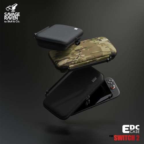 Savage Raven by Skull & Co. Every Day Slim Carrying Case for Nintendo Switch 2: Portable Hard Shell Protective Travel Case, Gaming Case, Console Protection Case, Accessories, Storage, Black
