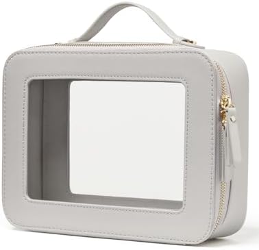 Small Cosmetic Bag for Purse Mini Makeup Bag for School Cute Clear Make Up Pouch for Travel Tiny Leather White Make Up Organizer Case for Backpack Toiletry Bag Waterproof Square Pouch with Zipper