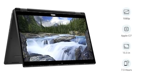 Dell Latitude 7390 2in1 notebook laptop, Intel Core i7-8 Gen. CPU, 16GB DDR4 RAM, 512GB SSD Hard, 13.3 inch Touch 360° Display (Renewed)