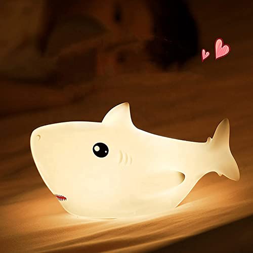 SYOSI Kids Night Light Lamp for Kids, Cute Shark Silicone Baby Night Light, Cute Nursery Light Silicone Animal Night Lamp for Baby Room Lights for Bedroom, Kawaii Gift for Kids Baby Boy