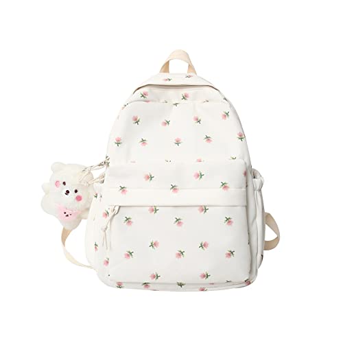 ZFOFLIK Small Flower school bag for Teen Girls Kawaii Floral Backpack for Girls Women Student Aesthetic Cute Mini Bookbag