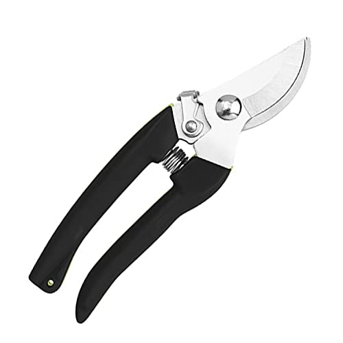 SPDTECH Curve Gardening Scissor with Sharp Stainless Steel Blade Garden Shears for Cutting Flowers Trimming Plants of Yard Florist Flower Rose Herb Hedge Bonsai and Fruits Picking (Black Handle)