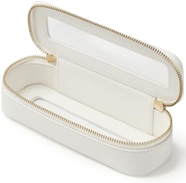 Small Cosmetic Bag for Purse Mini Makeup Bag for School Cute Clear Make Up Pouch for Travel Tiny Leather White Make Up Organizer Case for Backpack Toiletry Bag Waterproof Square Pouch with Zipper