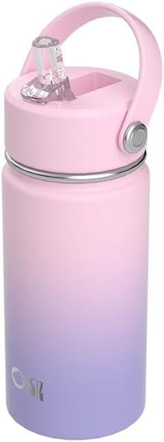 14oz Kids Water Bottle with Straw Lid, Vacuum Insulated 316 Stainless Steel Bottles for Kids for School, Leakproof, Easy to Clean - Dream