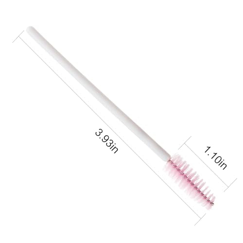 Mekupeu 300 Pcs Set Mascara Wands Disposable Eye Lash Brushes for Eyelash Extensions Makeup Applicator Tool Bulk, White/Pink