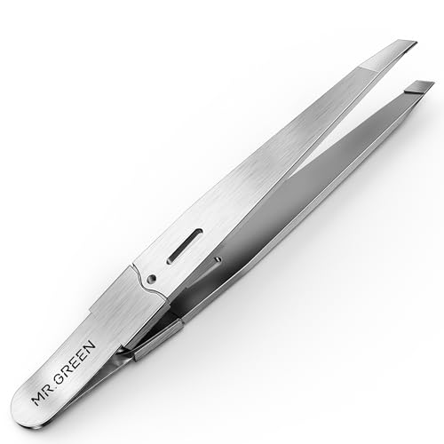 MR.Green Professional Precision Tweezers for Facial Hair and Eyebrows - Stainless Steel Slanted Hair Removal Tool for Women and Men