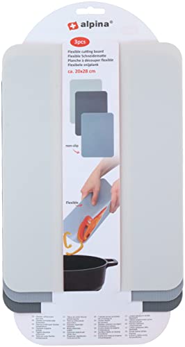 alpina 3 Chopping Board Set - Board - Non-Slip - Flexible - Dishwasher Safe - 20 x 28 cm - Grey