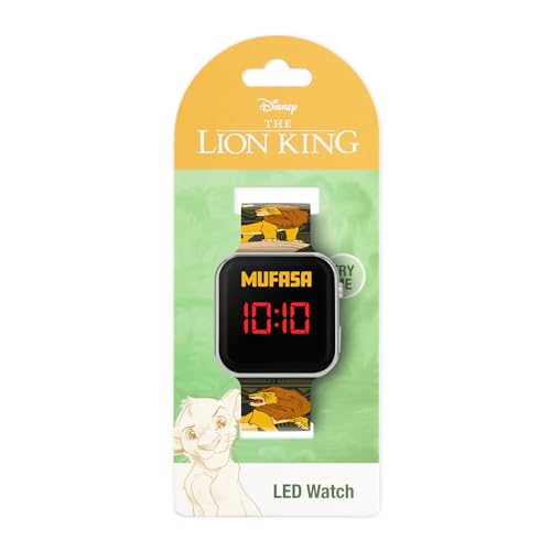 Disney Lion King Kids LED Digital Watch with Mufasa Character Printed Silicone Strap,LKG4010