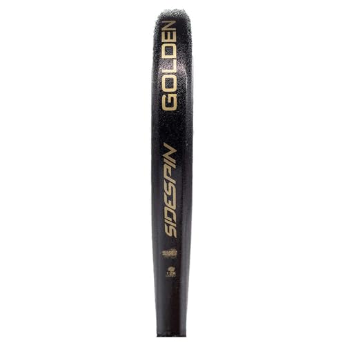 SideSpin Golden 12K Full Carbon Sandy Padel Shovel, Get Power + Control + Effect, Unisex Adult, Black Gold, Universal
